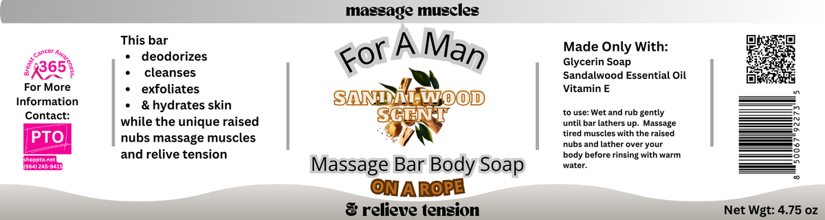 Massage Bar Body Soap On A Rope Sandalwood Scent 2 Pk