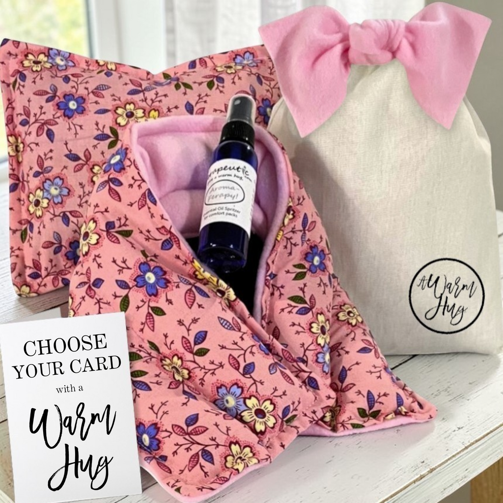 A Warm Hug Get Well Care Package, Hot Cold Packs for Recovery, Relaxation, Any Time, Pink Floral